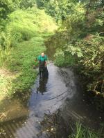 Carshalton Member enjoying pond clearance 